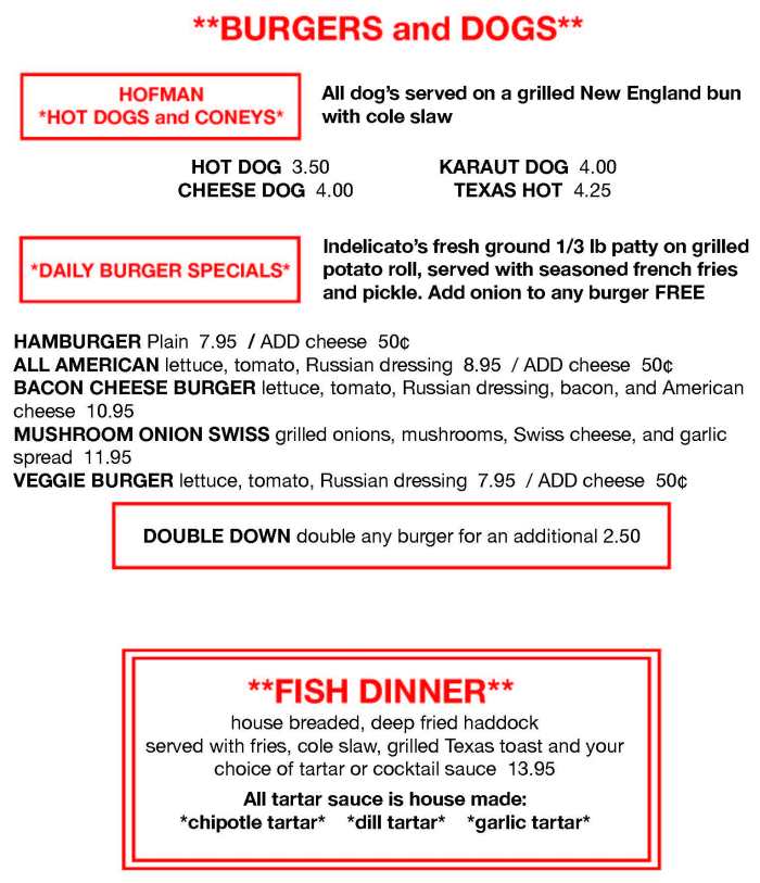 Page 3 of menu, Green Shutters Auburn, NY