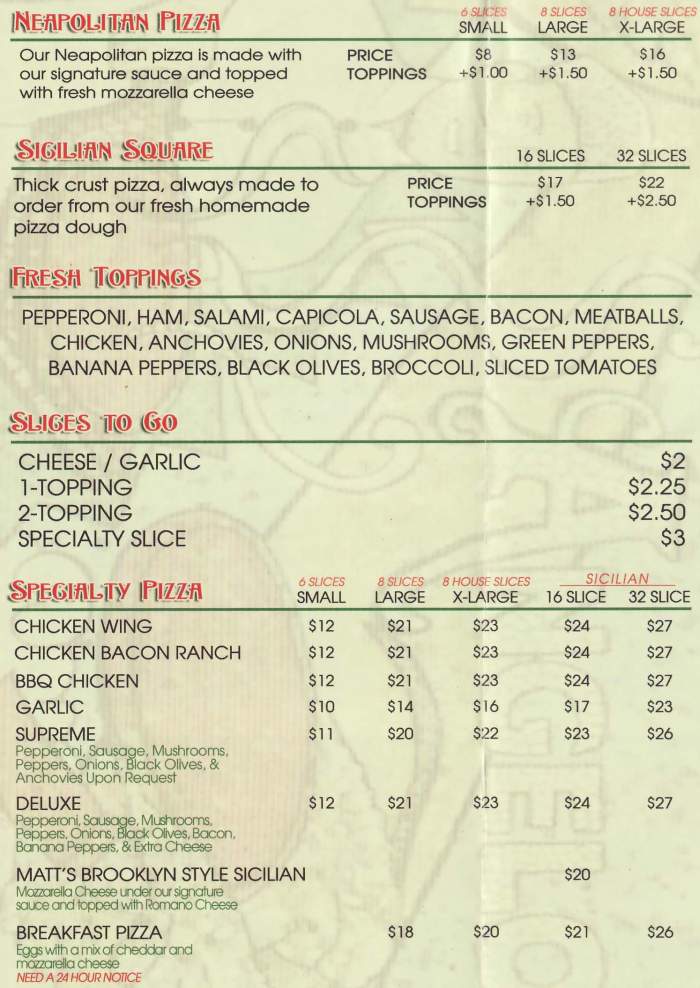 Angelo's Pizza Menu, Auburn, NY